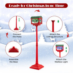 Costway 150 Cm Christmas Lamp Post Sound-Activated Street Light Snow Gglobe - thumbnail 7