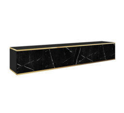 Arte Elegant Oro Floating Tv Cabinet H300mm W1750mm D320mm In Black Marble - Luxurious Entertainment Centre