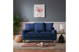 Home Detail Covent 2 Seater Sofa With Scatter Back Cushions, Navy Blue Velvet - thumbnail 1