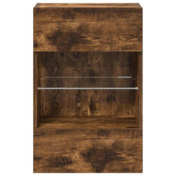 Berkfield Durable Tv Wall Cabinets With Led Lights 2 Pcs Smoked Oak 40X30X60.5 Cm - thumbnail 8