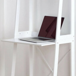 Ladder Work Desk 2 Shelves Wooden Bedroom Computer Table Office Storage White - thumbnail 3