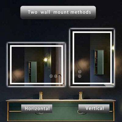 Illuminated Led Bathroom Mirror With Demister Pad Wall Mounted Dimmable Led Bathroom Mirror, 500X700mm - image 1
