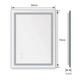 Illuminated Led Bathroom Mirror With Demister Pad Wall Mounted Dimmable Led Bathroom Mirror, 500X700mm - thumbnail 2