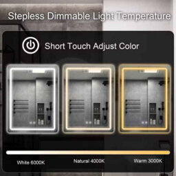 Illuminated Led Bathroom Mirror With Demister Pad Wall Mounted Dimmable Led Bathroom Mirror, 500X700mm - thumbnail 4