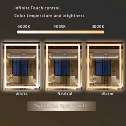 Illuminated Led Bathroom Mirror With Demister Pad Wall Mounted Dimmable Led Bathroom Mirror, 500X700mm - thumbnail 3