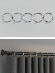 Homeelabador 45mm Extra Large Silver Colour Pole Curtain Rings With Eyelet - Pack Of 24 - thumbnail 4