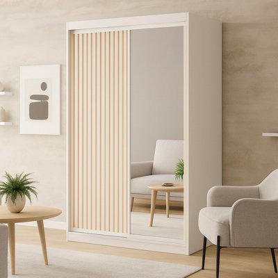 Sliding Door Wardrobe Delia 120 With Slats White - image 1