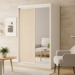 Sliding Door Wardrobe Delia 120 With Slats White - thumbnail 1