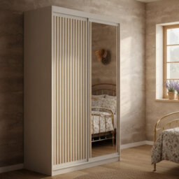 Sliding Door Wardrobe Delia 120 With Slats White - thumbnail 2