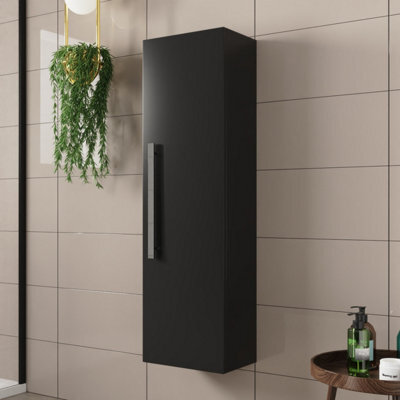 Sundaze Matt Black 1200mm Bathroom Wall Mounted Tall Storage Unit Cupboard Cabinet - image 1