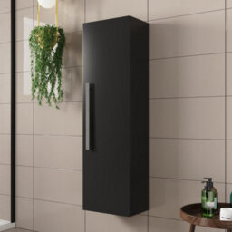 Sundaze Matt Black 1200mm Bathroom Wall Mounted Tall Storage Unit Cupboard Cabinet - thumbnail 1