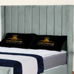 UKBEDFURNITURE Empire Wingback Grey Plush Valvet Upholstered Gas Lift Ottoman Storage Bed -  With 48 Inch Headboard - thumbnail 2