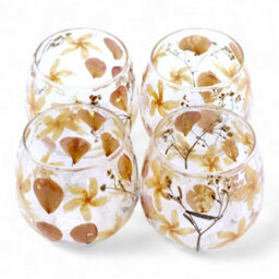 Serenityy Natural Floral Glass Straight Candle Holder Rosa 8X8Cm - thumbnail 3