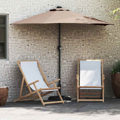 Berkfield Garden Parasol With Led Strip Lights Taupe Fabric - image 1