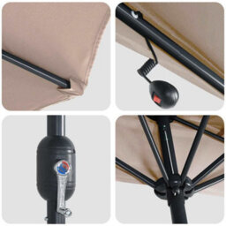 Berkfield Garden Parasol With Led Strip Lights Taupe Fabric - thumbnail 8