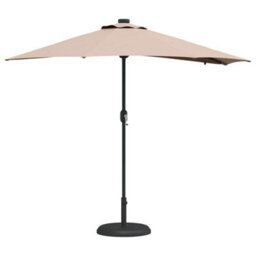 Berkfield Garden Parasol With Led Strip Lights Taupe Fabric - thumbnail 3