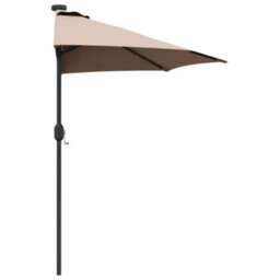 Berkfield Garden Parasol With Led Strip Lights Taupe Fabric - thumbnail 6