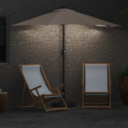 Berkfield Garden Parasol With Led Strip Lights Taupe Fabric - thumbnail 4