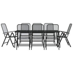 Berkfield 9 Piece Garden Dining Set Anthracite Metal Mesh - thumbnail 2