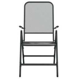 Berkfield 9 Piece Garden Dining Set Anthracite Metal Mesh - thumbnail 5