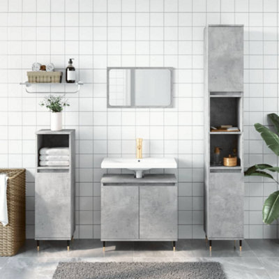 Berkfield Bathroom Cabinet Concrete Grey 58X33X60 Cm Engineered Wood - image 1