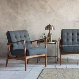 Xample Gallery Humber Dark Grey Linen Armchair Solid Oak Frame Comfortable Upholstered Seat Fully Assembled Modern Living Room Chair - thumbnail 5