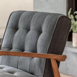 Xample Gallery Humber Dark Grey Linen Armchair Solid Oak Frame Comfortable Upholstered Seat Fully Assembled Modern Living Room Chair - thumbnail 4