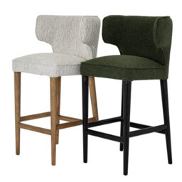Wyld Haus Modena Modern Green Upholstered Bar Stool With Wooden Legs - thumbnail 8