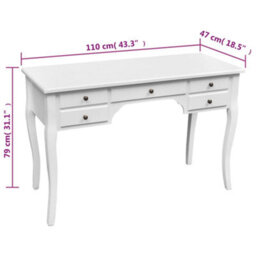 Berkfield Durable Wooden French Desk With Curved Legs And 5 Drawers - thumbnail 4