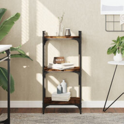 Berkfield Bookcase 3-Tier Smoked Oak 40X30X86 Cm Engineered Wood - thumbnail 1