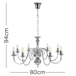 Valuelights Gothica Traditional Style 8 Way Polished Chrome Ceiling Light Chandelier Fitting - thumbnail 8