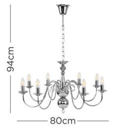 Valuelights Gothica Traditional Style 8 Way Polished Chrome Ceiling Light Chandelier Fitting - thumbnail 7