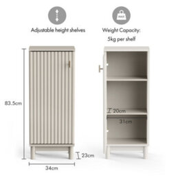 Vonhaus Bathroom Storage Cabinet, Stone Freestanding Bathroom Cupboard With Fluted Textured Door & Gold Handle, Victoria - thumbnail 9