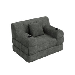Matteo 1-Seater Sleeper Sofa With Storage Pockets & Cup Holders - Dark Gray - thumbnail 9