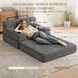 Matteo 1-Seater Sleeper Sofa With Storage Pockets & Cup Holders - Dark Gray - thumbnail 6