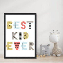 Artze Wall Art Cute Best Ever Kid Scandi Quote Art Print With Black Frame Size: A4 - thumbnail 2