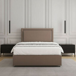 REGIONAL FURNISHINGS Divan Bed Set Mink Plush Velvet Upholstered 24Inch Headboard 2Drawers Footend & No Mattress In Double King 4Ft 6Ft Sizes - thumbnail 3
