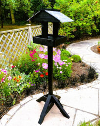 Ruddings Wood Black Wooden Wild Bird Table Slate Roof Garden Feeder Ready-Made - thumbnail 3