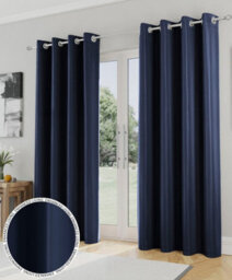 Enhanced Living Nightfall Plain Supersoft Navy Thermal Blockout Eyelet Curtains (Pair) - 46 X 54 Inch (117 X 137Cm)