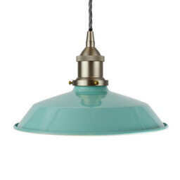 Duck Egg Blue Small Trinity Metal Painted Dome Pendant Light With Brushed Chrome Lamp Holder And Grey Twisted Cable - Se Home
