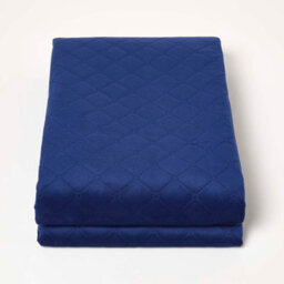 Homescapes Diamond Quilted Navy Velvet Throw - thumbnail 2