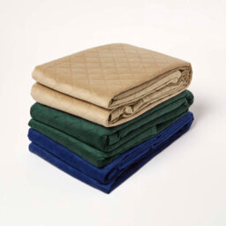 Homescapes Diamond Quilted Navy Velvet Throw - thumbnail 7