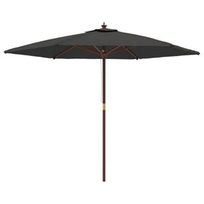 Berkfield Durable Garden Parasol With Wooden Pole Anthracite 299X240 Cm