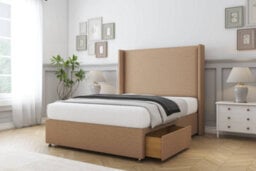 "Comfort Madrid Latte Dumfries Divan Bed Set 2 Drawers Foot-End - 54"" Wingback 5' King" - thumbnail 2