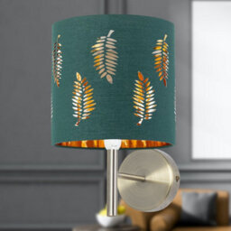 First Choice Lighting Brea - Antique Brass Wall Light With Dark Green Fern Shade - thumbnail 3