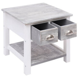Berkfield Durable Side Table Grey 40X40X40 Cm Paulownia Wood - thumbnail 4
