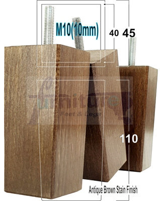 L&F 4X Replacement Furniture Legs Solid Wood 110mm High Sofas Chairs Settee Cabinets Legs M10 Tsp2055 - image 1