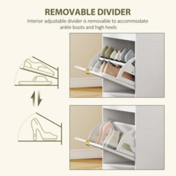 Homcom Shoe Bench With 1 Flip Drawer, Cushion, 5 Pairs For Entryway White - thumbnail 6