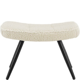 Tectake 1 Armchair With Ottoman Vanersborg Bouclé , Thickly Upholstered With Stool - Bouclé Cream/black - thumbnail 4