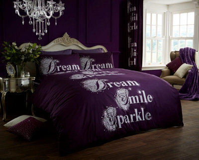 Smart Living Duvet Cover With Pillowcases Polycotton Quilt Bedding Cover Comfy Breathable Comforter Cover Set - Aubergine - image 1